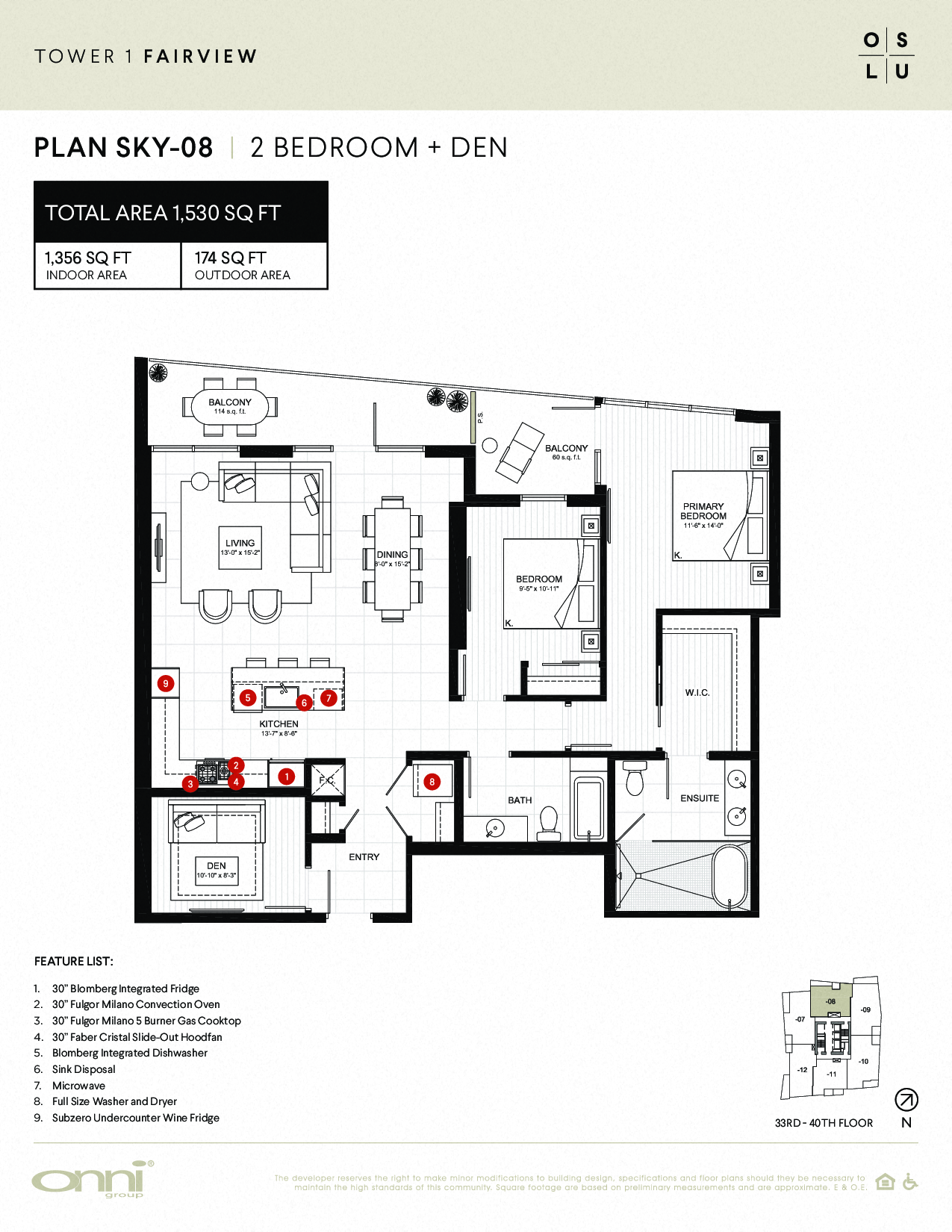 Floor plan for 2 beds, 2 baths, 1356 sqft